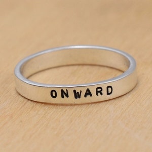 Onward Hand Stamped Sterling Silver Ring