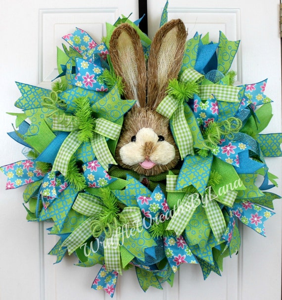 Clearance Easter Bunny Deco Mesh Wreath Spring Deco Mesh Etsy