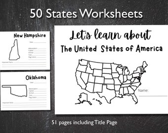 50 States Printable Download. PDF Worksheet