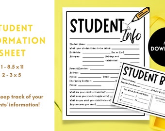 Printable Student Information Sheet, Bus Rider, Car Rider, Form, PDF