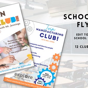 School Club Poster Bundle, Canva Editable Bundle