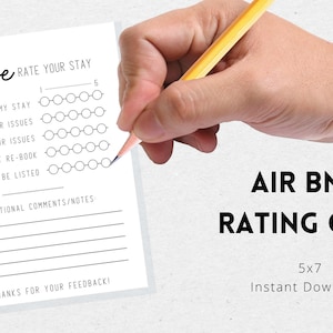 AirBNB 5x7 Rating Card, Review Printable