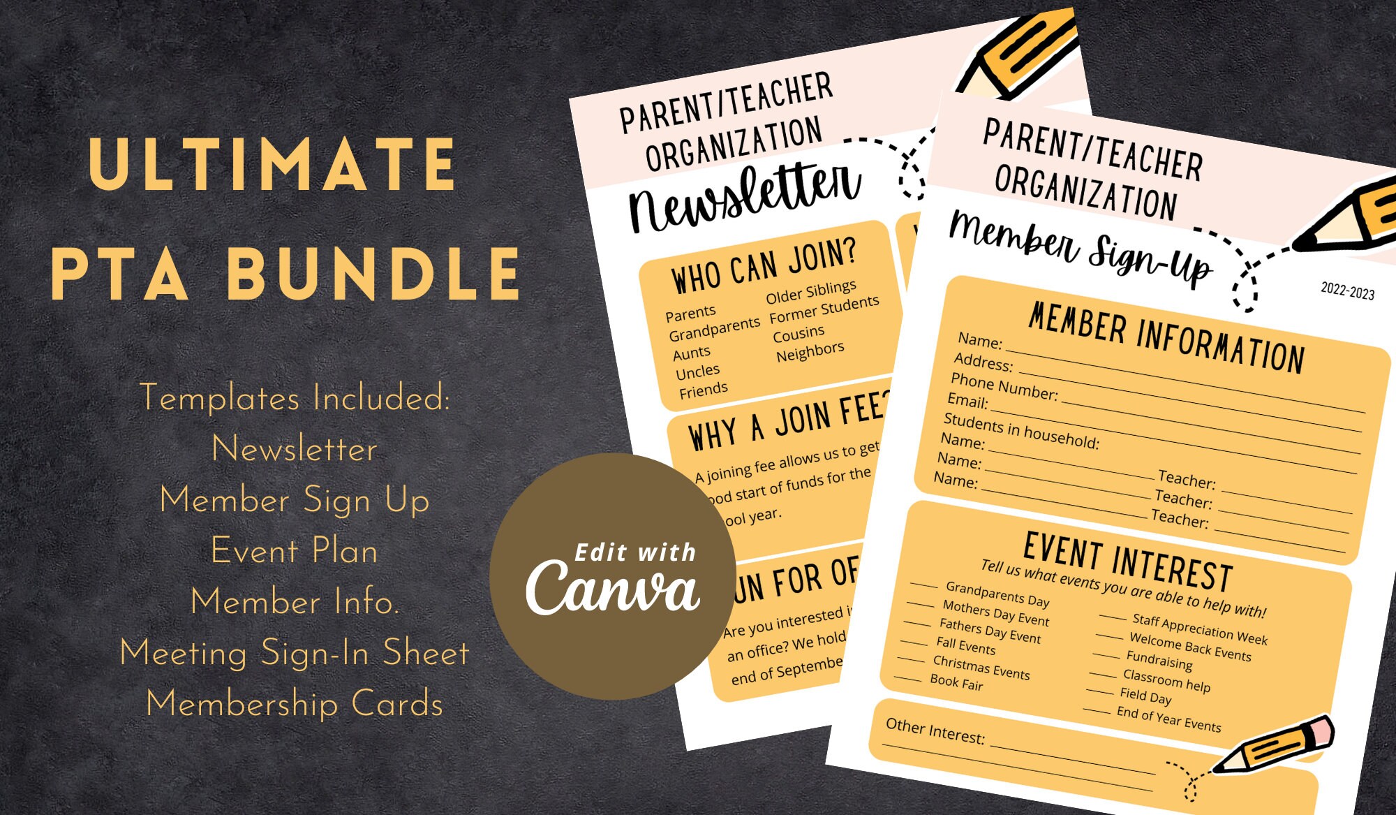 Ultimate PTA Membership Bundle, Editable, Canva Template - Etsy