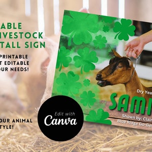 Marketing Your Animal Editable Fair Stall Livestock Sign