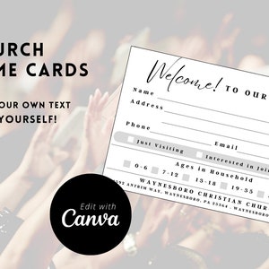 Church Connection Card Editable Church Welcome Card