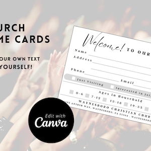 Church Connection Card Editable Church Welcome Card