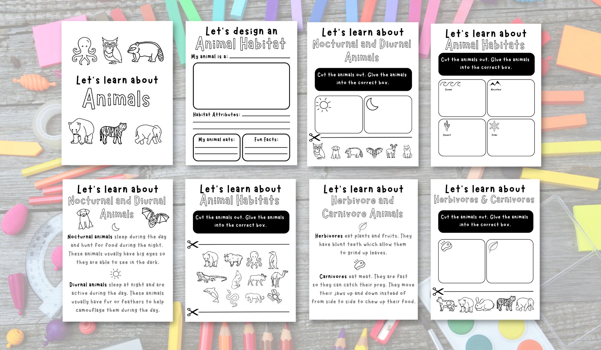 Animal Bundle, Homeschool Lesson, Education Worksheet - Etsy