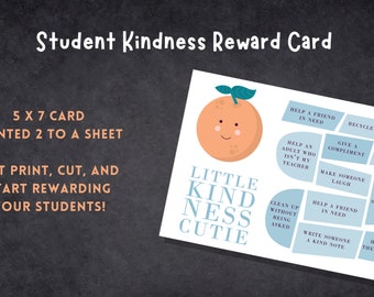 Tarjeta de recompensa Little Kindness Cutie para maestros y estudiantes