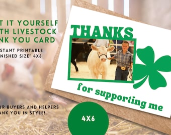Livestock Thank You Card, Buyer Thank You Card, Editable 4x6, Canva