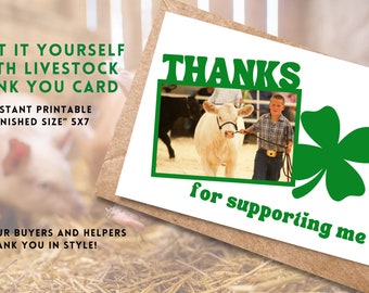 Livestock Thank You Card, Buyer Thank You Card, Editable, Canva