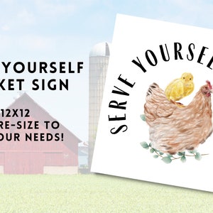 &quot;DIY Serve Yourself Market Schild &quot;&quot;Serve Yourself&quot;&quot; PDF zum selbst ausdrucken.&quot;