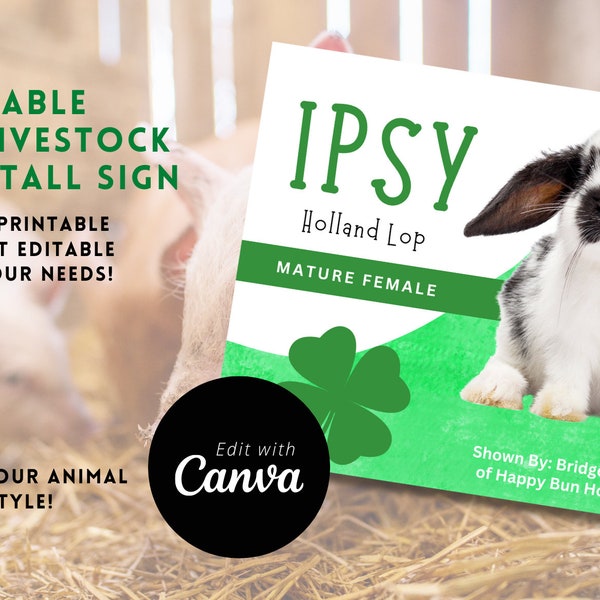 Marketing Your Animal Editable Fair Stall Livestock Sign