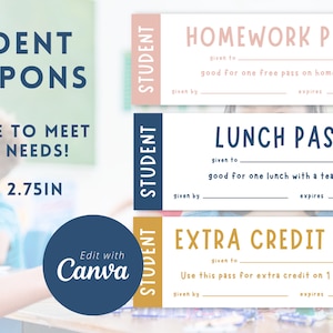 Student Reward Coupons, Teacher, Classroom Editable
