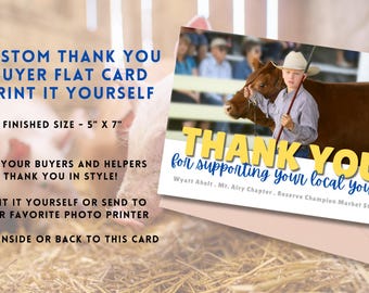 Tarjeta de agradecimiento para el ganado, tarjeta de agradecimiento para el comprador, editable, Canva