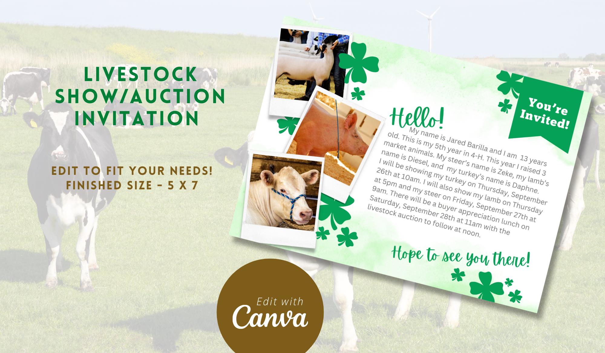 County Livestock Auction Save the Date Invitation, 3 Photos Editable - Etsy