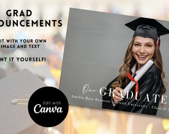 Minimalist Senior Graduation Announcement, Template, Print it Yourself
