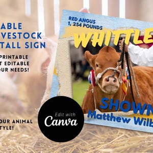 Marketing Your Animal Editable Fair Stall Livestock Sign, DIGITAL FILE
