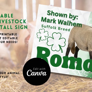 Marketing Your Animal Editable Fair Stall Livestock Sign