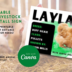 Marketing Your Animal Editable Fair Stall Livestock Sign