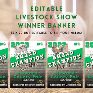 Livestock Show Banner Bundle, Agriculture Sign, Editable, Canva
