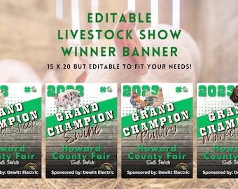 Livestock Show Banner Bundle, Agriculture Sign, Editable, Canva