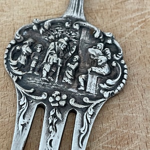 Vintage Dutch Apero Fork, Ornate Zilpla 90 Silver