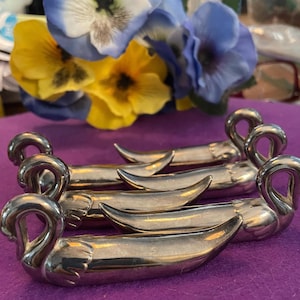 Vintage French Knife Rests, Swans