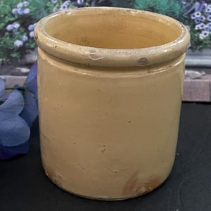 French Antique Confit Jam Jar Yellow Terra Cotta