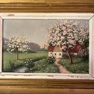 Vintage French Oil Painting, Landscape J Billard
