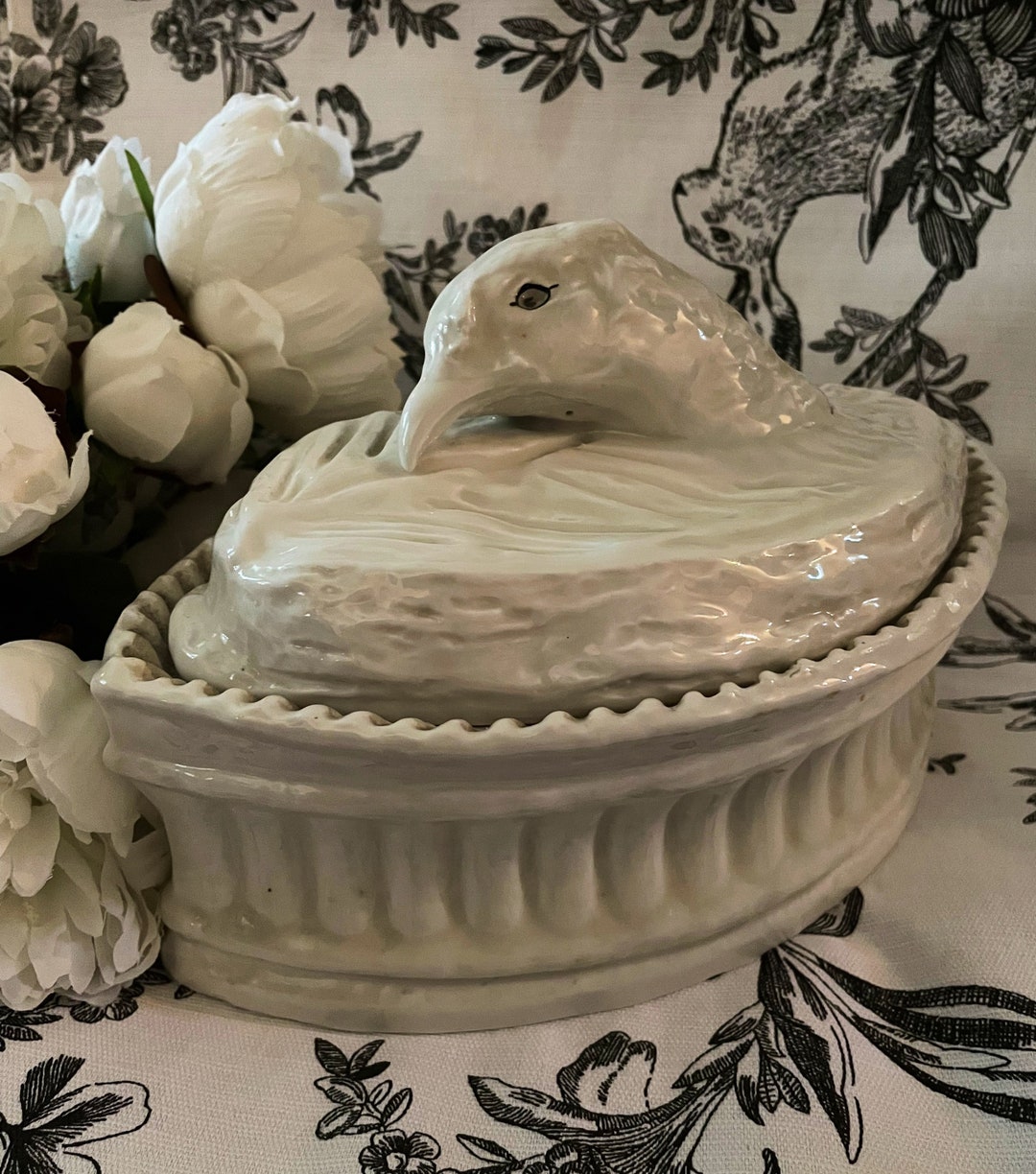 Vintage French Terrine Baker Pillivuyt White Chicken France Etsy