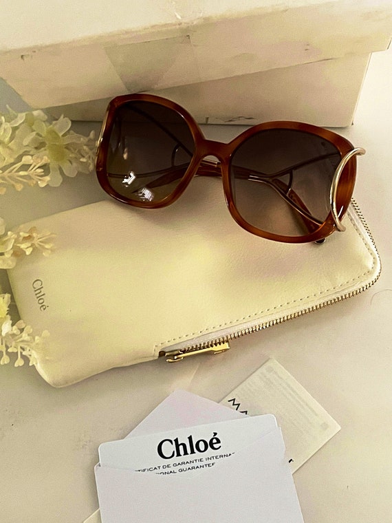 Vintage French Designer Sunglasses Chloe NIB Havana | Etsy