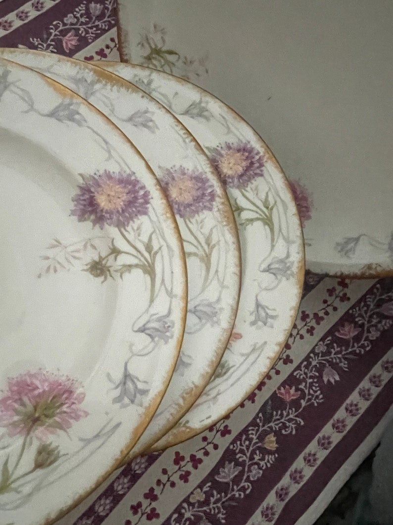 Vintage French Dinnerware Set Limoges Purple Flowers Gold Etsy