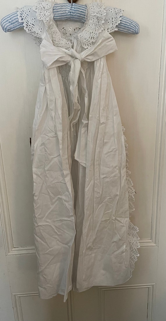 Vintage French Christening Gown, Eyelet Cotton - image 2