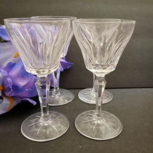 Vintage French Apertif Crystal Glasses, Fluted, Etched