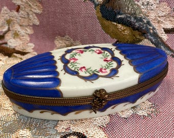 Caja de baratijas francesa antigua, de Sèvres, porcelana