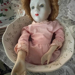 Vintage French Doll, Porcelain Head
