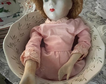 Vintage French Doll, Porcelain Head