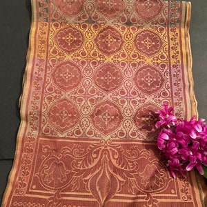 Antique French Table Runner, Woven Medallions