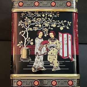 Vintage Tea Tin, Watkins, Asian, Chinese, Large, Hinged