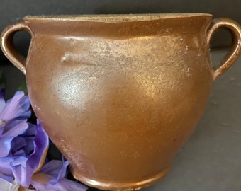 Vintage französischer Confit Topf, braune Glasur