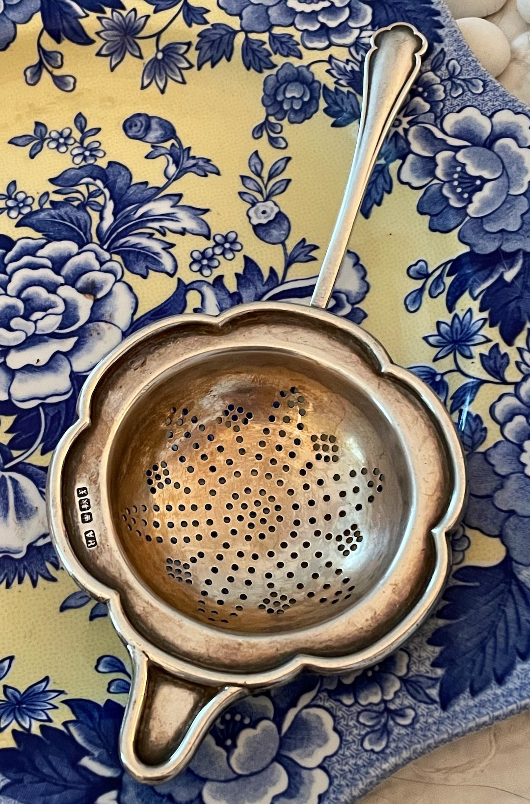 Antique Tea Strainer, Sterling Silver, Harry Akins, Sheffield Crown Etsy