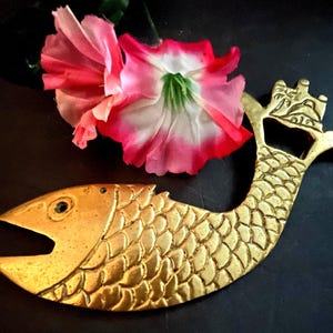 Vintage French Bottle Opener, Brass Fish