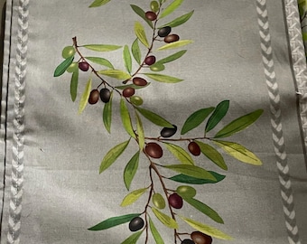Mantel francés vintage, sin usar, gris provenzal, tejido de cesta, color oliva.