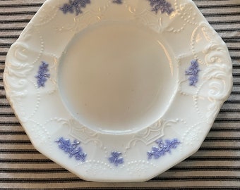 Alter Pariser Porzellan Kuchenteller, violette Blumen