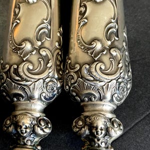 Antique French Carving Set, Angels, Flourishes, Silver Repousse