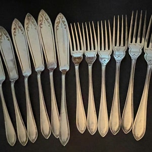Antique Silver Fish Knives and Forks, Sheffield, Ryals