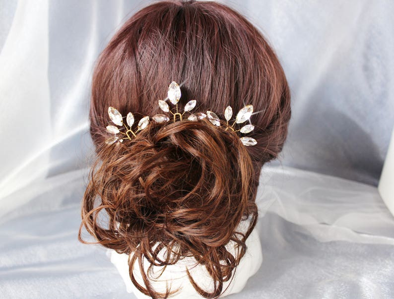 Bridal hair pins Wedding hair accessories bridesmaids hair pins Set of 3 sparkle crystal wedding hair pins
