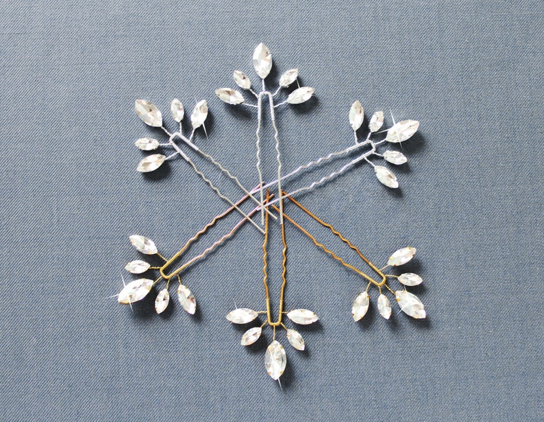 Bridal hair pins Wedding hair accessories bridesmaids hair pins Set of 3 sparkle crystal wedding hair pins