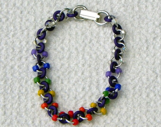 Rainbow Beaded Jump Rings Bracelet for Either Man or Woman Etsy