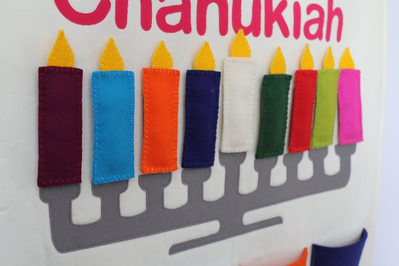 Personalised Children's Chanukiah Hanukkiah Menorah Kids Wall Hanging